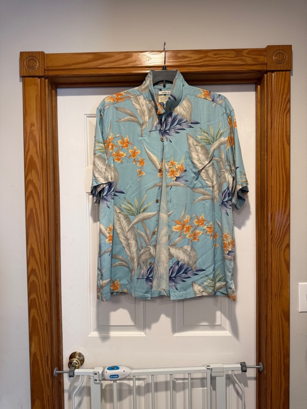 Islander Blue Tropical Floral Short Sleeve Button-Down